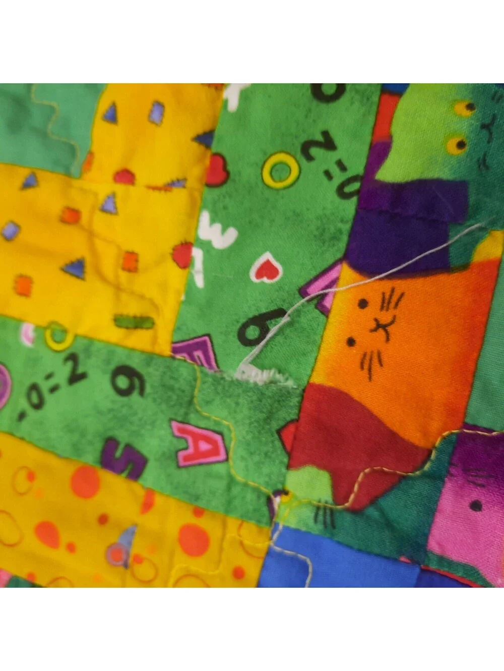 Vintage Patchwork Kids baby Quilt Handmade Nursery Bedding Primary bright colors